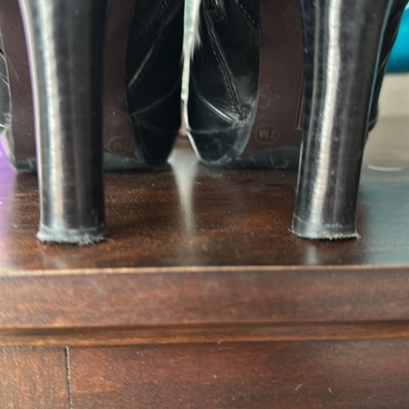 Banana Republic Sophie Black Leather High Heel Booties w/Braided Buckle Strap - Picture 6 of 13